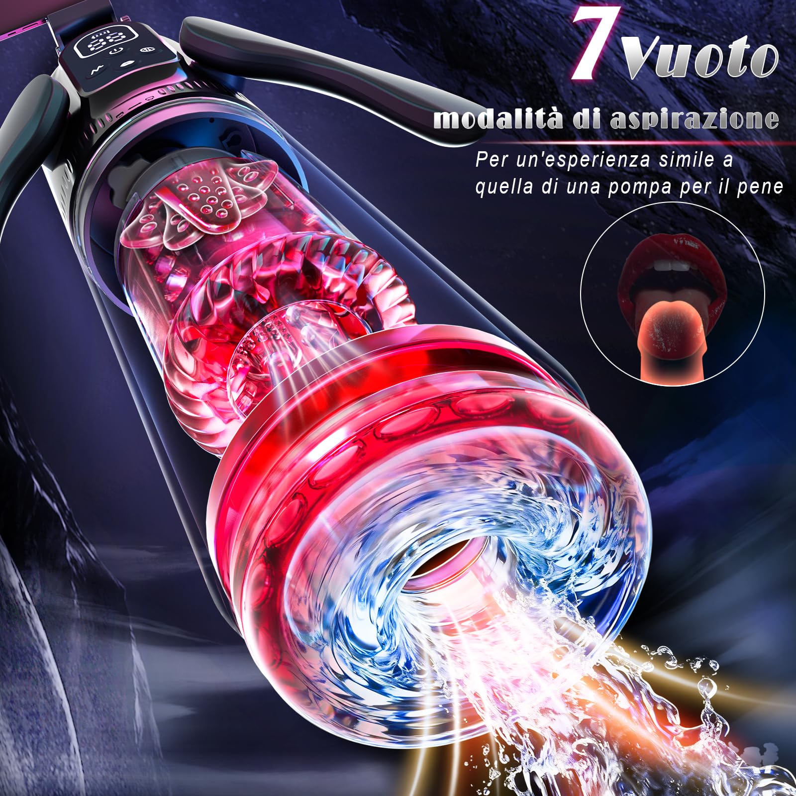 Masturbatore Uomo Automatico Sex Toys - Masturvatore Toy per Uomini Con 7 Modalità Telescopiche, Vibrazione e Aspirazione, Lingua in 3D Vagina Silicone Sexytoys, Pompa Pene Con Supporto per Cellulare