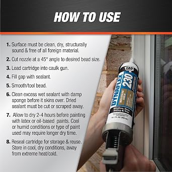 DAP Dynaflex 230 Pro Elastomeric Sealant, White WT099, 10.1 Oz (7079807102)