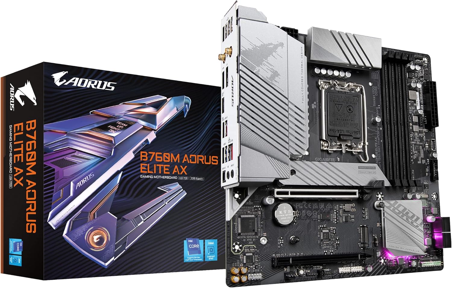 GIGABYTE B760M AORUS Elite AX (LGA 1700 Intel B760 M-ATX DDR5 Dual M.2 PCIe 4.0 USB 3.2 Gen2X2 Type-CIntel Wi-Fi 6E 2.5GbE LANQ-Flash PlusPCIe EZ-Latchplaca base para juegos) Colombia