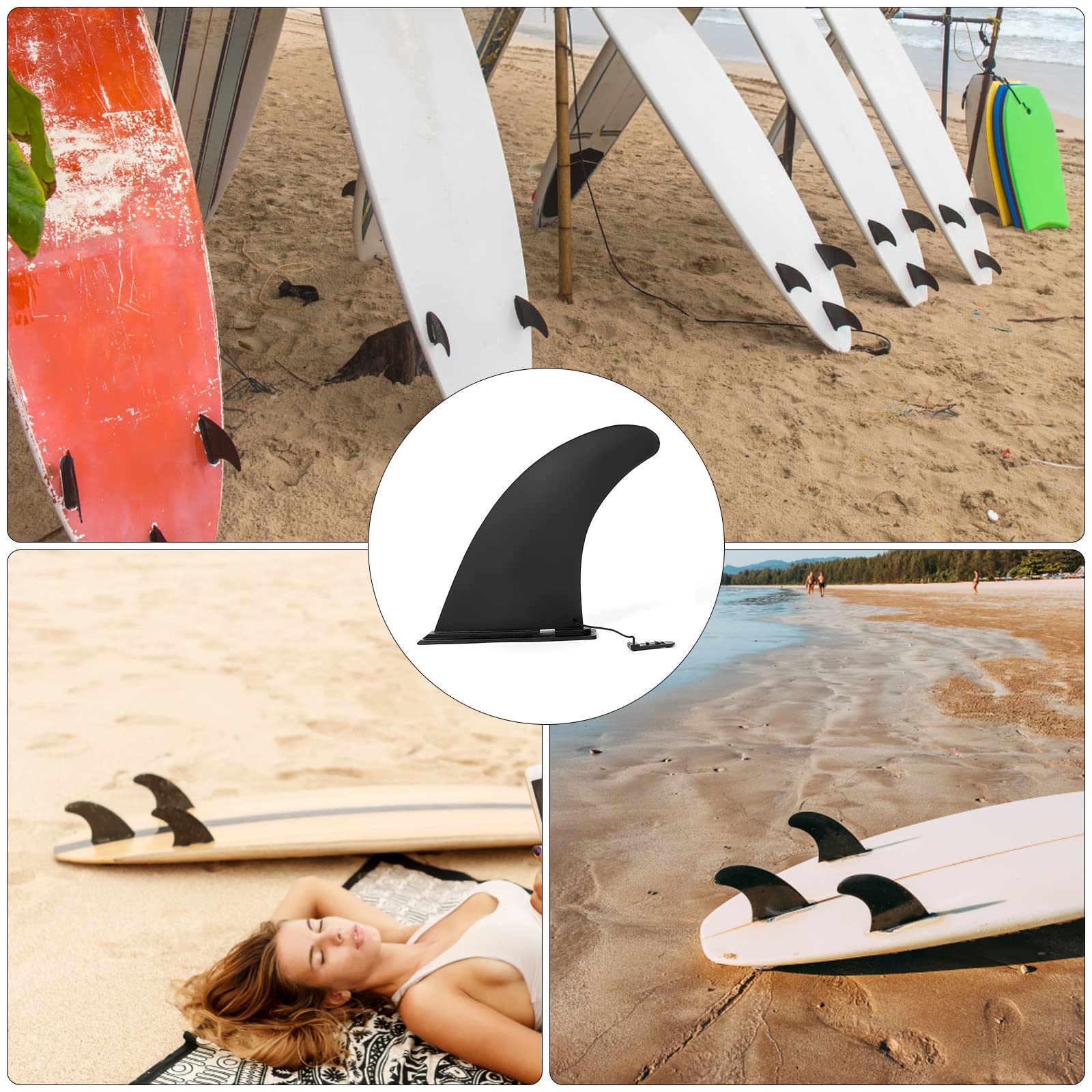 APOMOONS Removible Universal Quilla Paddle Surf, 9 Pulgadas Reforzado Aleta Paddle Surf Sup Fin Accesorios Paddle Surf para Longboard Surf, Paddle Board Inflable, Foam Surfboard, Kayak Hinchable