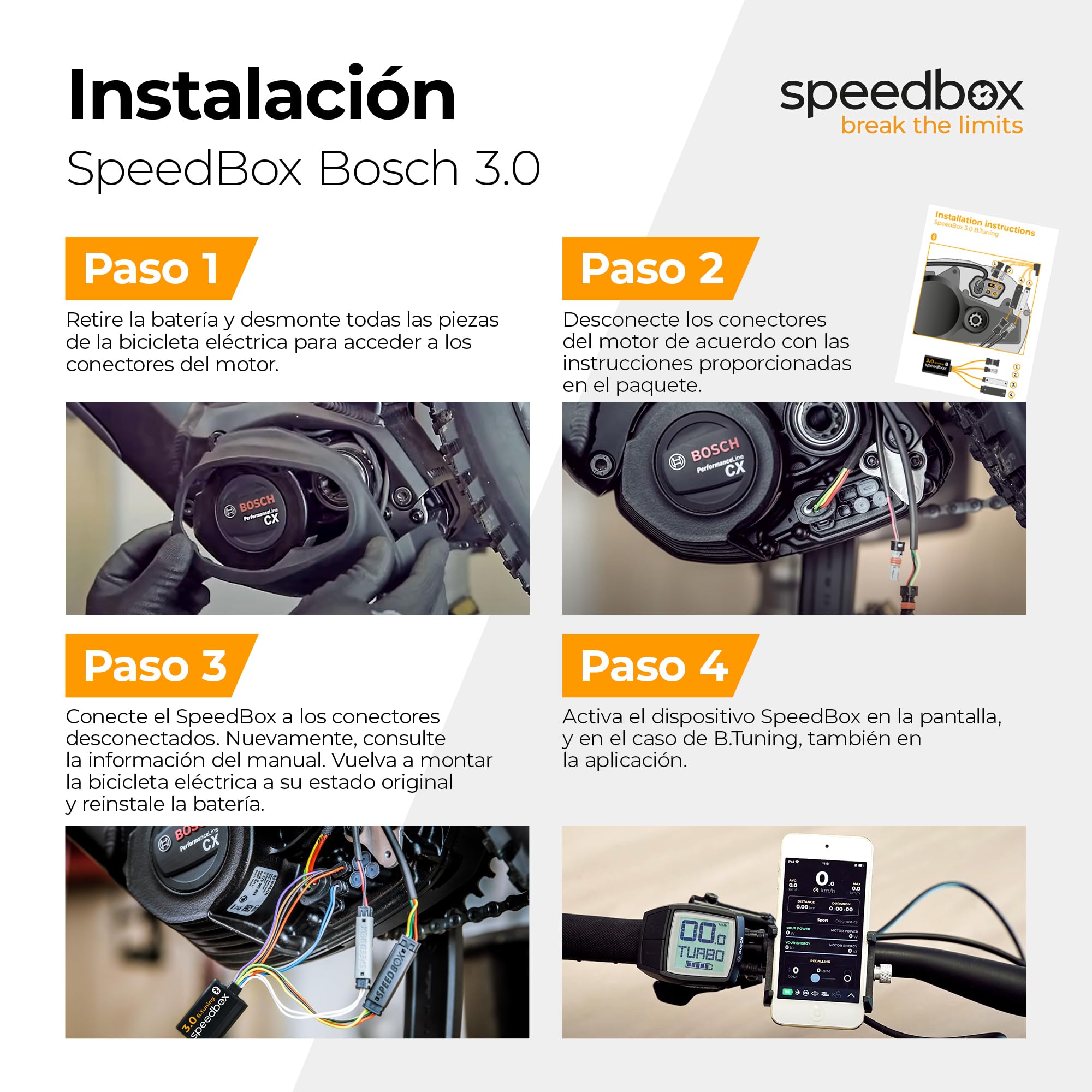 Speed Box E-Bike 3.0 Tuning Bosch Pedelec Motores con indicador de