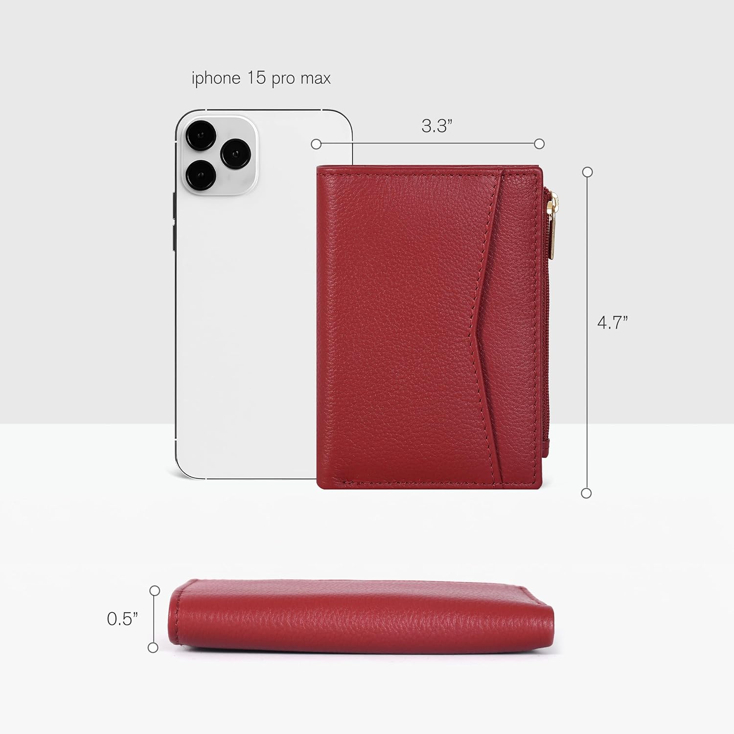 Oak Leathers Leather Wallet For Women - Small RFID Coin Purse Credit Card & ID Holder for Ladies, Gift for Women's, Bifold Wallets (Nappa Red) - Image 6