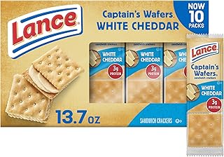 Lance Sandwich Crackers, Captain's Wafers White Cheddar, 10 Individual Packs, 6 Sandwiches Each