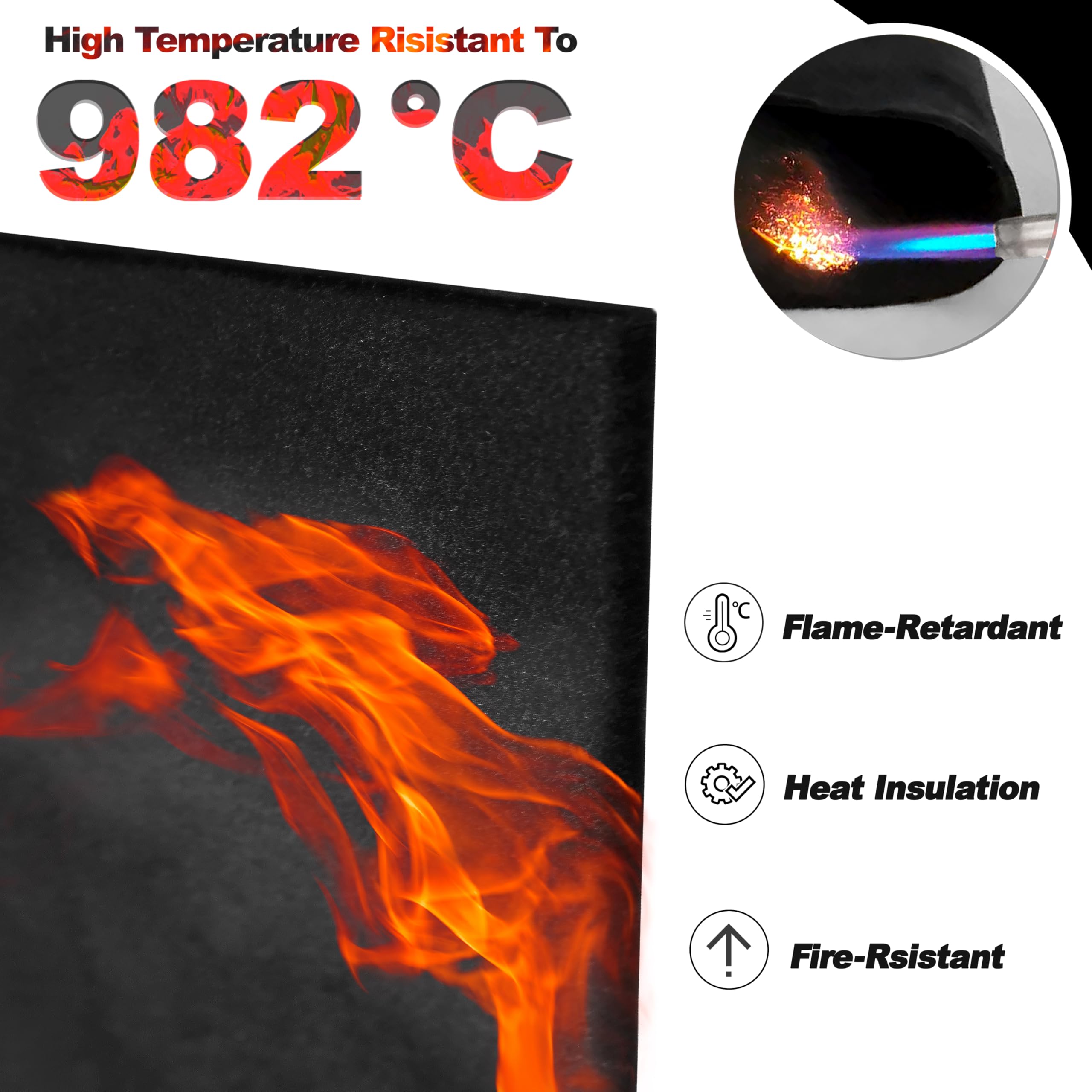 Tappetino ignifugo, resistente al calore fino a 982 °C, in feltro di carbonio, ignifugo, per barbecue, saldatura, fornelli a gas (30 x 30 cm)