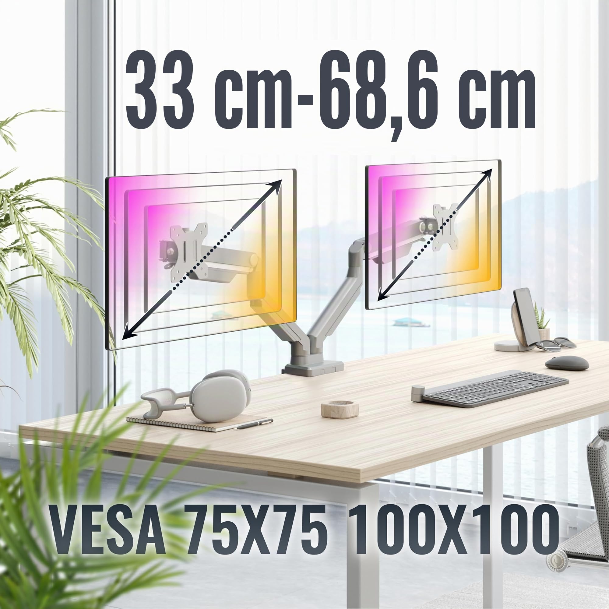 RICOO TS8811 Supporto monitor da scrivania 13-27 pollici per 13 27 pollici girevole inclinabile fino a 8 kg max VESA 100x100
