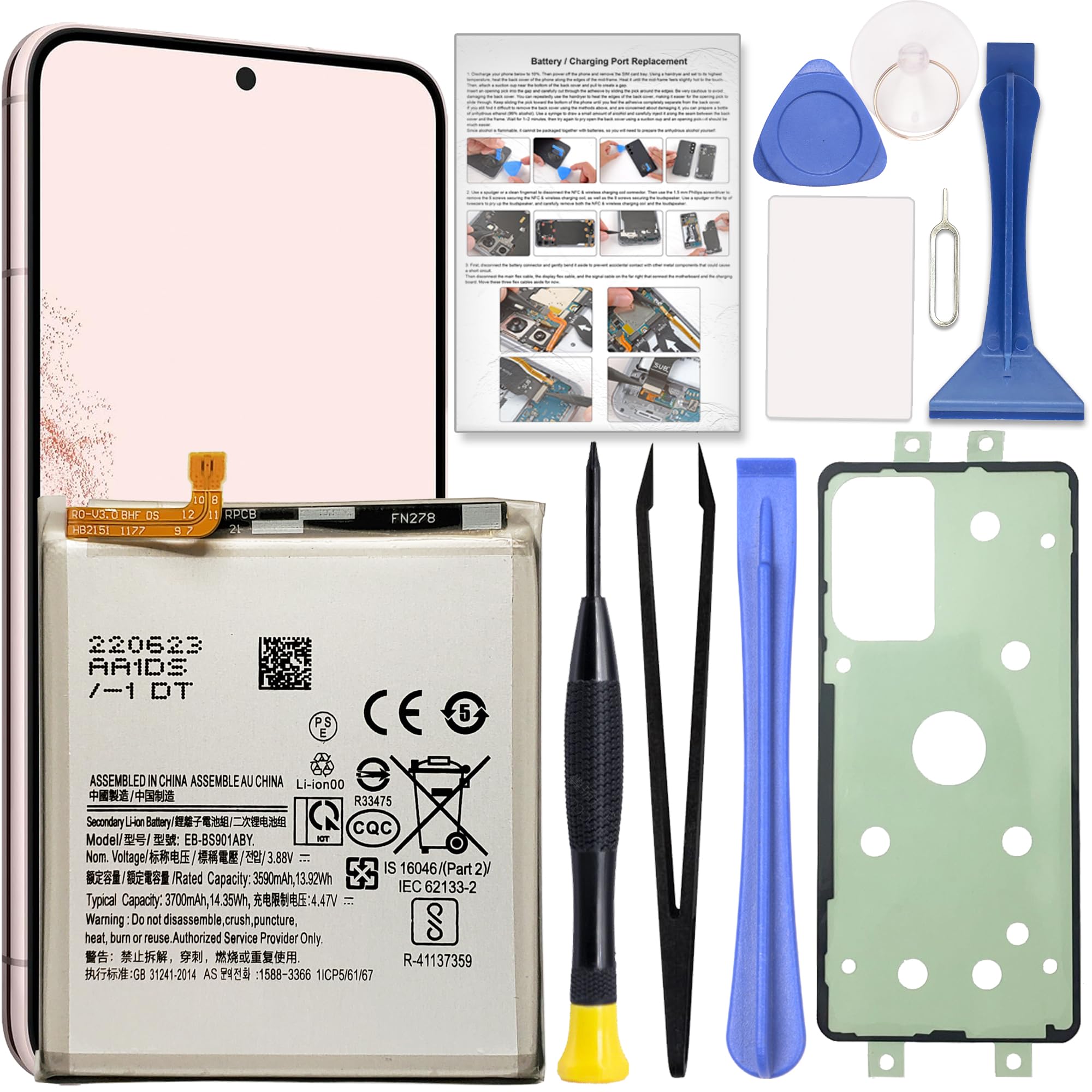 GREEN FUSION New Cellphone Battery Compatible with Galaxy S22 SM-S901 Series, Includes Instruction &amp; Tools