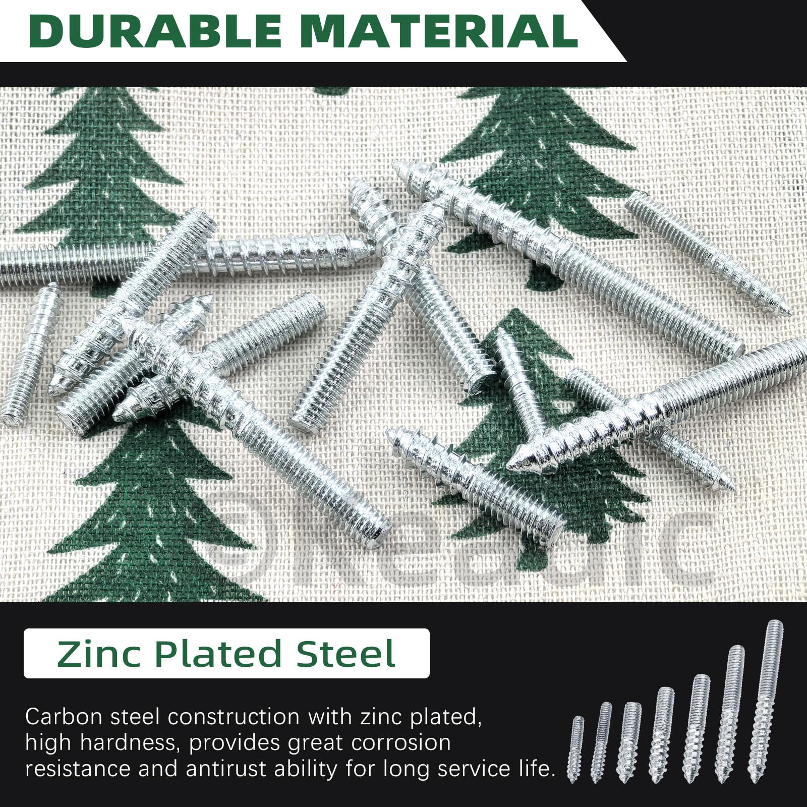 Keadic 120Pcs Silver Hanger Bolts, M4 M6, Zinc Plated, Single Headed, Self-Tapping Screw, Wood Dowel Screw for Furniture - Image 4