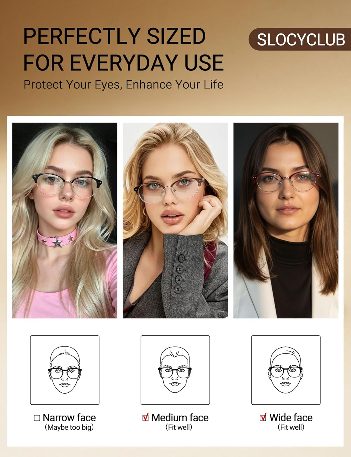 Slocyclub Fashion Semi-Rimless Blue Light Blocking Glasses for Women Men Vintage Half Frame Clear Lens Retro Glasses - Image 6