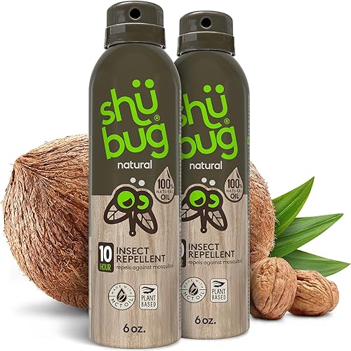Shubug (2 unidades) Spray repelente de mosquitos natural Protección natural de insectos a base de plantas, sin DEET, fórmula de geraniol con