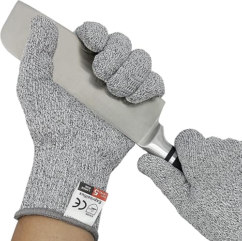 2 pares de guantes HPPE resistentes a cortes nivel 5 de grado alimenticio, guantes de trabajo para hombres, lavables a máquina y transpirables,