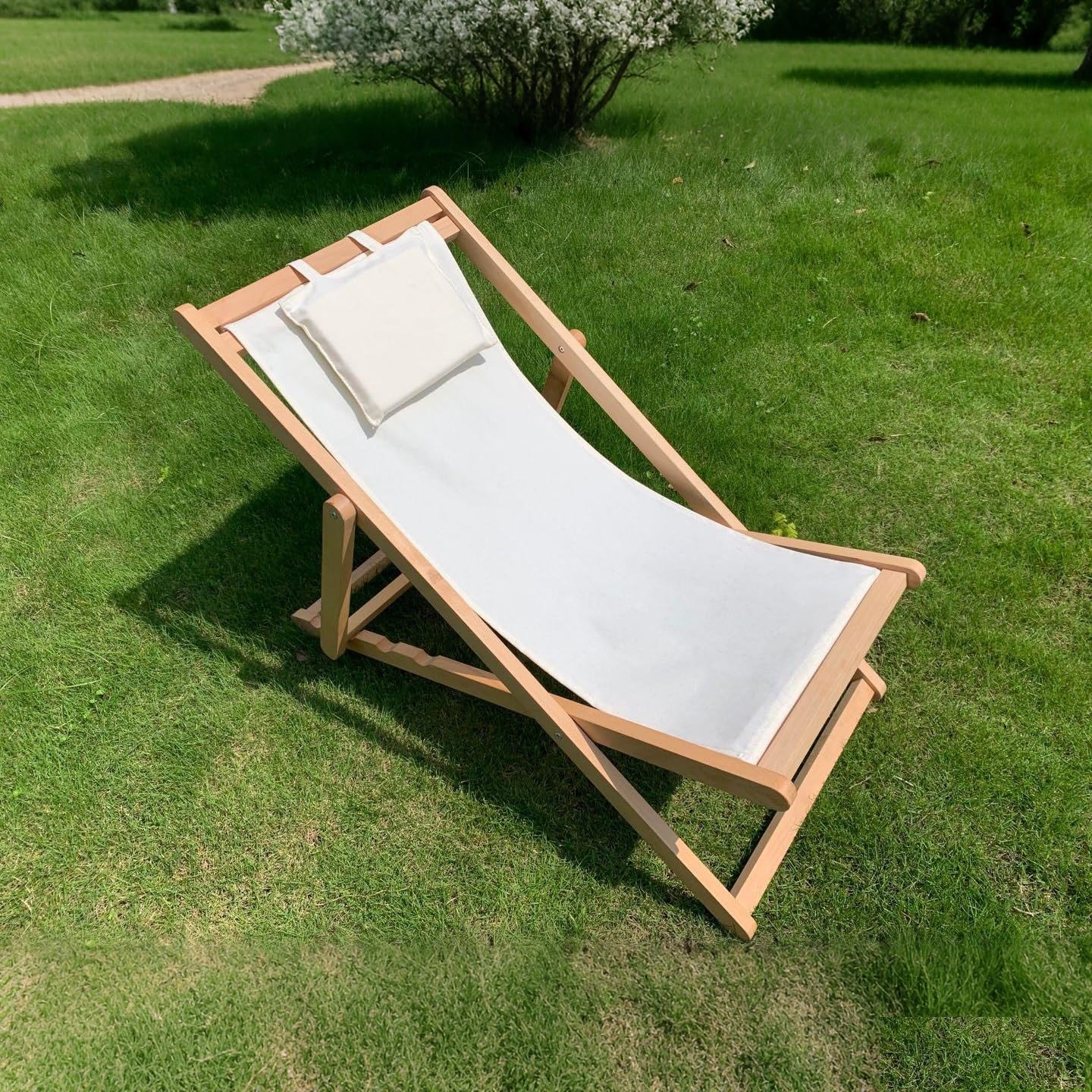 2 chaises Longues en Bois avec Toile réglable pour la Plage ou la Piscine
