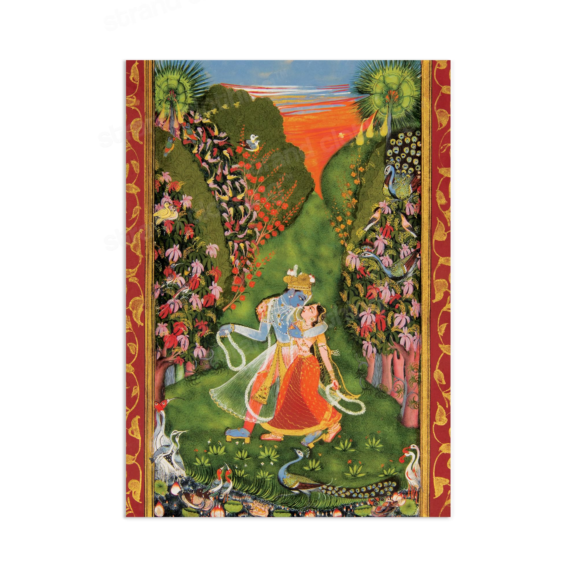 Strand Clothing Indian Art Vintage Print Poster Radha and Krishna Walk in a Flowering Grove Kota Master Painting (A3 Unframed)