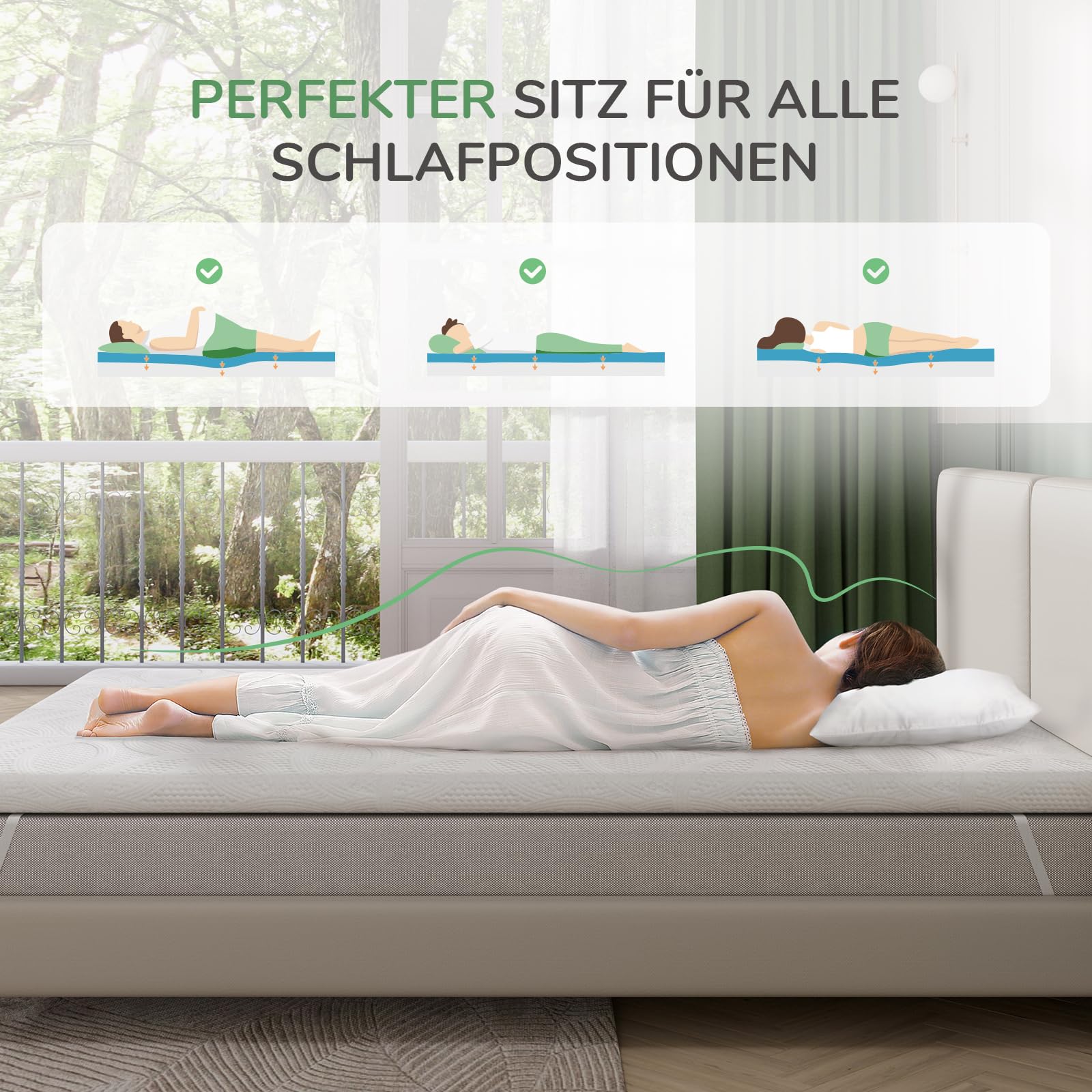 Novilla Matratzen Topper 180x200 5cm Höhe Gel Topper Memory Foam MatratzenTopper für Boxspringbett Wohnwagen Schlafsofa Matratzenauflage Bezug Waschbar Oeko-TEx