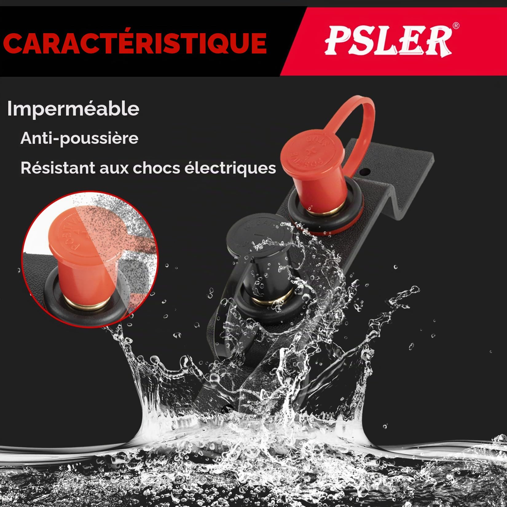 PSLER Goujon Rechargeable pour Poteau de Saut de Batterie Kit de Télécommande de Cavaliers pour UTV ATV Voiture Camion Marine RV Remorque Tondeuse Diesel Borne de Batterie avec Couvercle