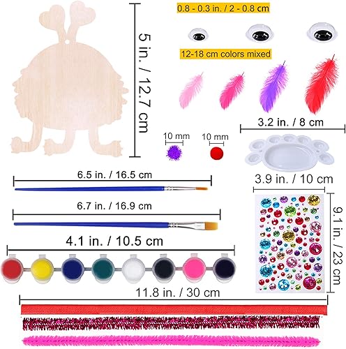 Miniatura 5 de 36 juegos de manualidades para el día de San Valentín, adornos de madera, adornos de madera, juegos de arte, varios recortes de monstruo de madera