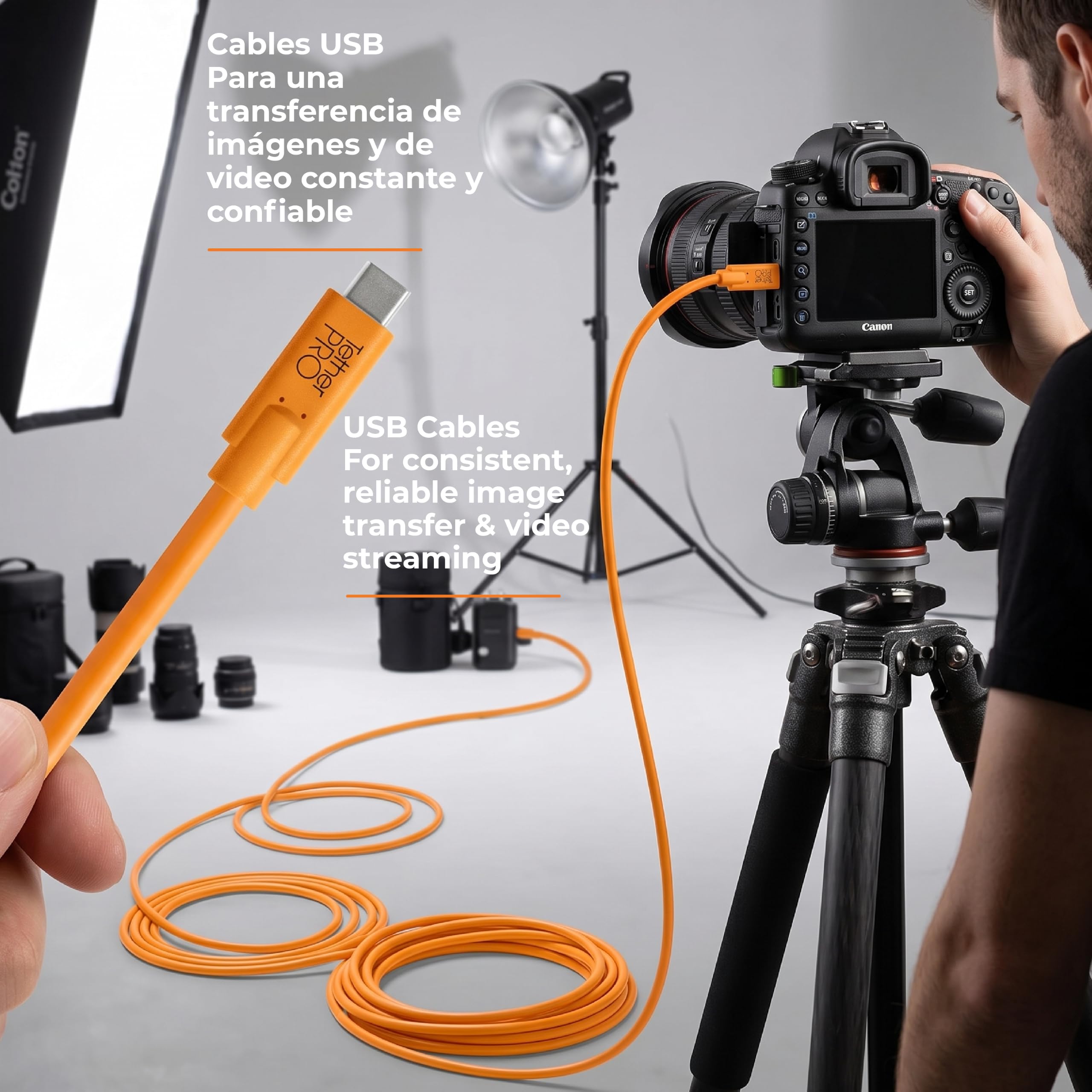 Tether Tools USB-C a USB-C 4,60 m, color naranja