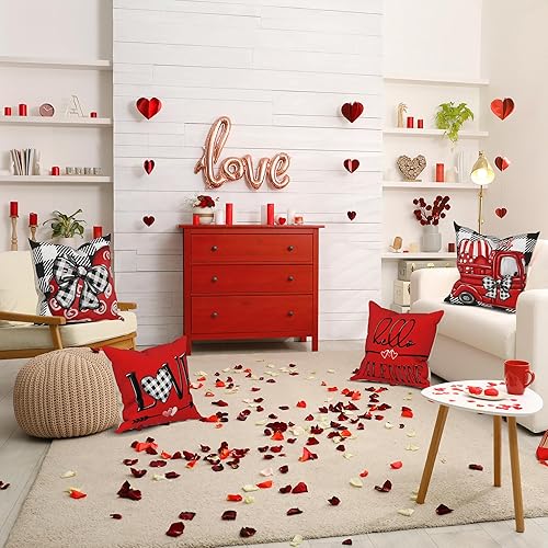 Miniatura 8 de LITIVY Juego de 4 fundas de almohada para el día de San Valentín, decoración del día de San Valentín, bonitas fundas de almohada navideñas (20 x 20