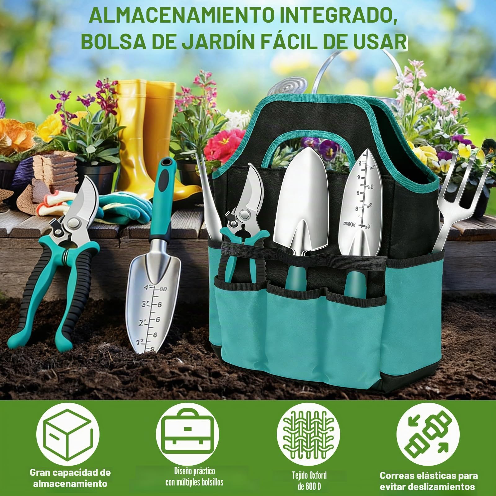 Juego de Herramientas de Jardinería,8 Piezas Acero Inoxidable de Herramientas de Jardín,Juego de Herramientas de Jardín Resistentes,Kit Jardinería-Rgalo de Jardín Ideal para Mujeres y Hombres