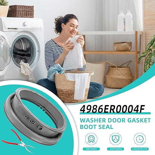 Miniatura 25 de 4986ER0004F Junta de arranque de puerta de arandela - Compatible con L-G, Ken-More Piezas de junta de puerta de lavadora de carga frontal con puerto