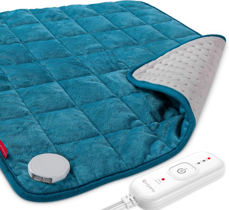 Almohadilla térmica con peso Comfytemp para espalda y período, HSA elegible para FSA, 20 "x 24" | Almohadillas eléctricas extragrandes de 2,4 lb para cuello y hombros, regalos de cumpleaños para mujeres, hombres, mamá y papá, aprobadas por HSA, apagado automático 2H