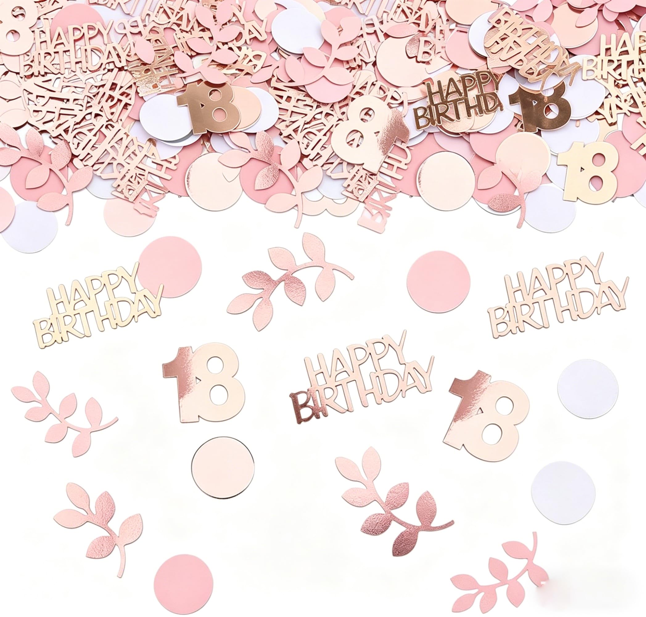 Happy 18th Birthday Confetti 15g 18th Anniversary Glitter Foil Table Decoration Sequins for 18 Years Birthday Table Confetti Party Decoration Rose Gold Pink