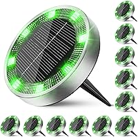 Vista 9 de Peasur Luces solares de suelo para exteriores, paquete de 8 luces planas de disco con energía solar, IP68 impermeable, antioxidante, iluminación
