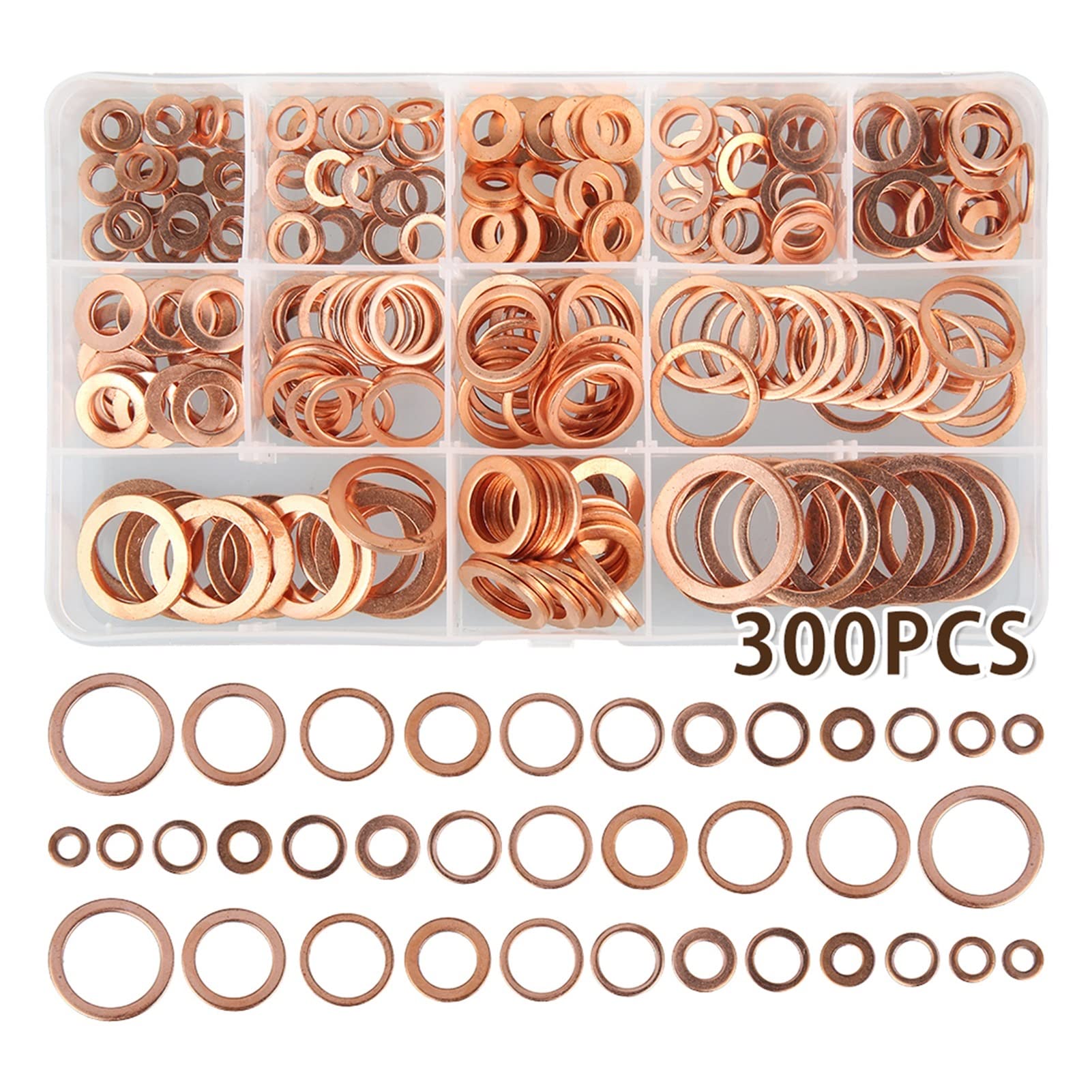 30 PzRondelle Rame Tenuta Olio, M14 Rondella Piatta, Kit Guarnizioni Idrauliche, Anello Di Tenuta, Set Di Rondelle Piatte, Guarnizione Rondelle In Rame Per Tappi Olio Motore Montaggio - Foto 5