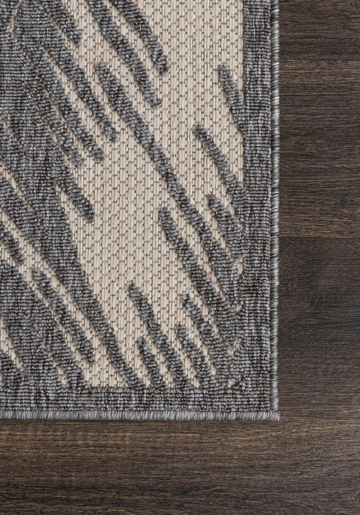 Mazovia Tapis Abstrait Exterieur Terrasse, Balcon Moderne - Grand Tapis Exterieur - Tapis d'Intérieur et d'Extérieu Outdoor - Terrasse Grande Taille Résistant Aux Intempéries - Beige Gris 140 x 200 cm
