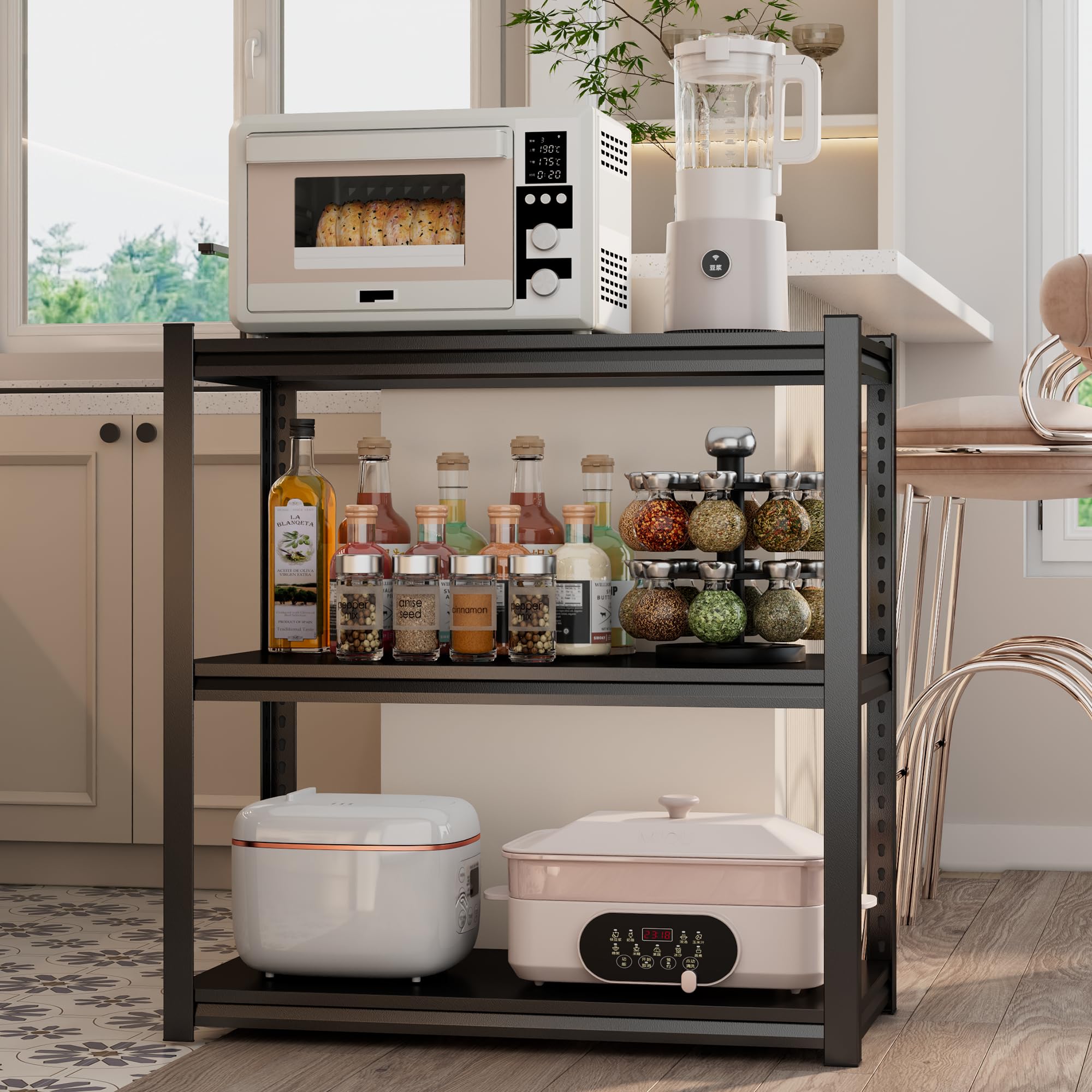 Leariso Detachable Steel Kitchen Storage Shelves, Adjustable Heavy Duty Metal Shelving, Rack Shelf – Perfect for Small Kitchens, Organize Utensils,