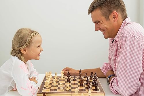 Miniatura 4 de Juego de ajedrez y damas de madera magnética - Juego de ajedrez que se dobla para llevar hecho a mano tablero de ajedrez para adultos juego de damas