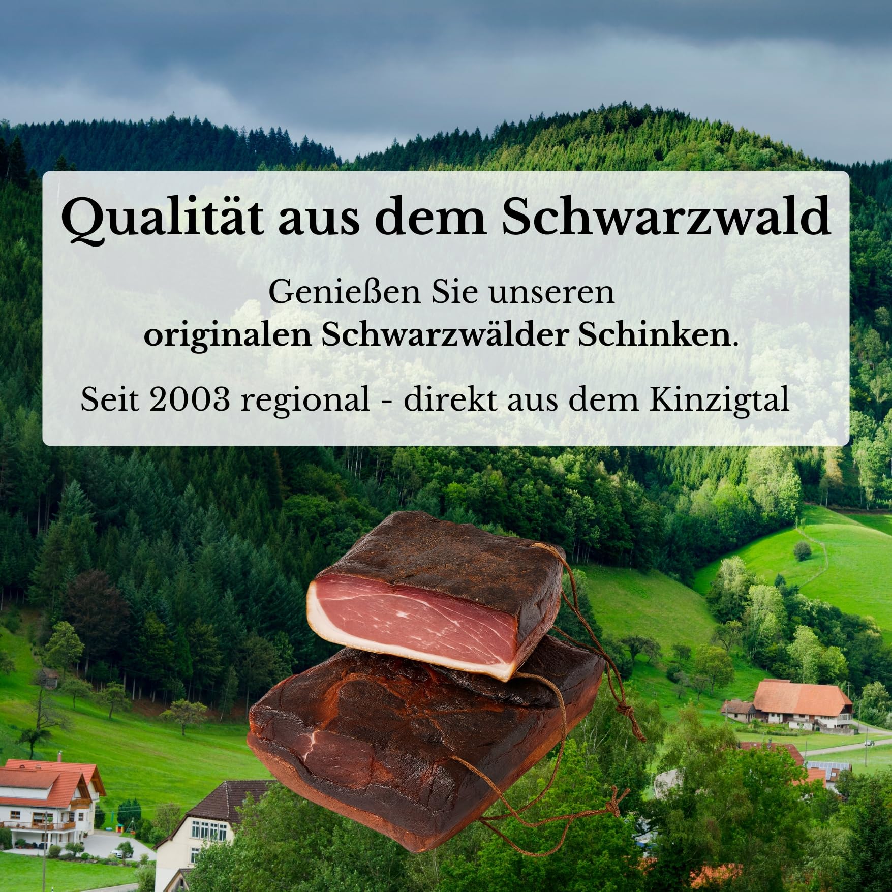 Original Schwarzwälder Schinken am Stück – Traditionell geräuchert, herzhaft & aromatisch – Premium Qualität direkt aus dem Schwarzwald – Perfekt für Brotzeit, Vesper & Feinschmecker (1 KG)