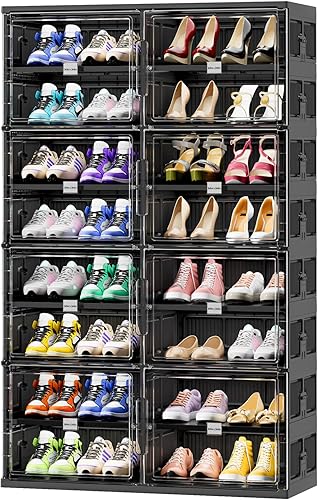 Miniatura 8 de JEKO&JEKO Estante para zapatos plegable de 6 niveles con organizador de gabinete para entrada y armario, gran caja de almacenamiento de zapatos