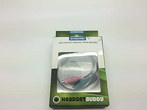 Headset Buddy PC Computer Headset to Phone Adapter - Dual 3.5mm to 2.5mm (PC35-PH25)