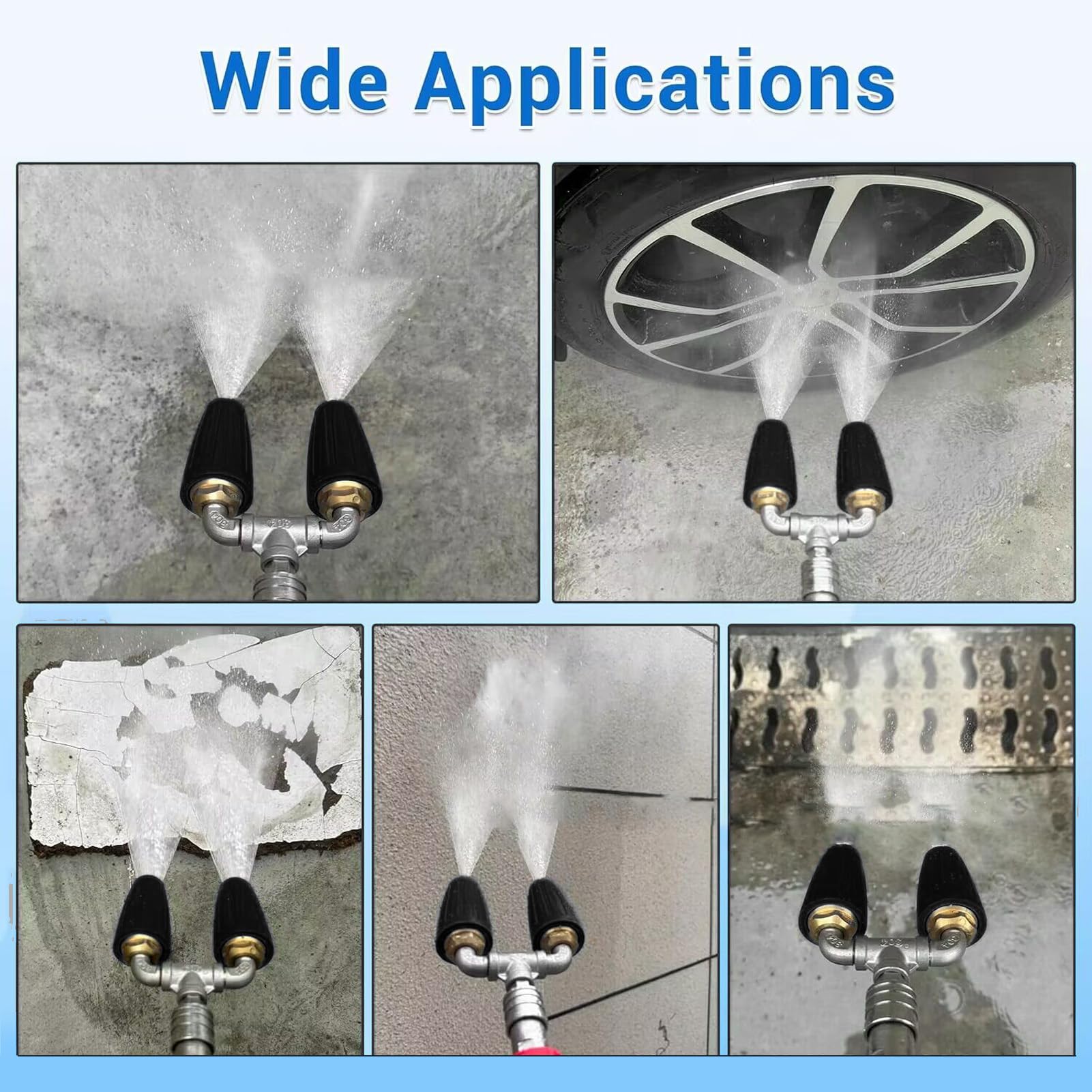 Qcwwy Düsen Düsen Sprinkler Tropfer Düse Twin Turbo Düse 1/4 Zoll Quick Connect 4000psi Edelstahl für Hochdruckreiniger Auto Garten Einfahrt Reinigung Doppelt Rotierender Turbo (BLACK)
