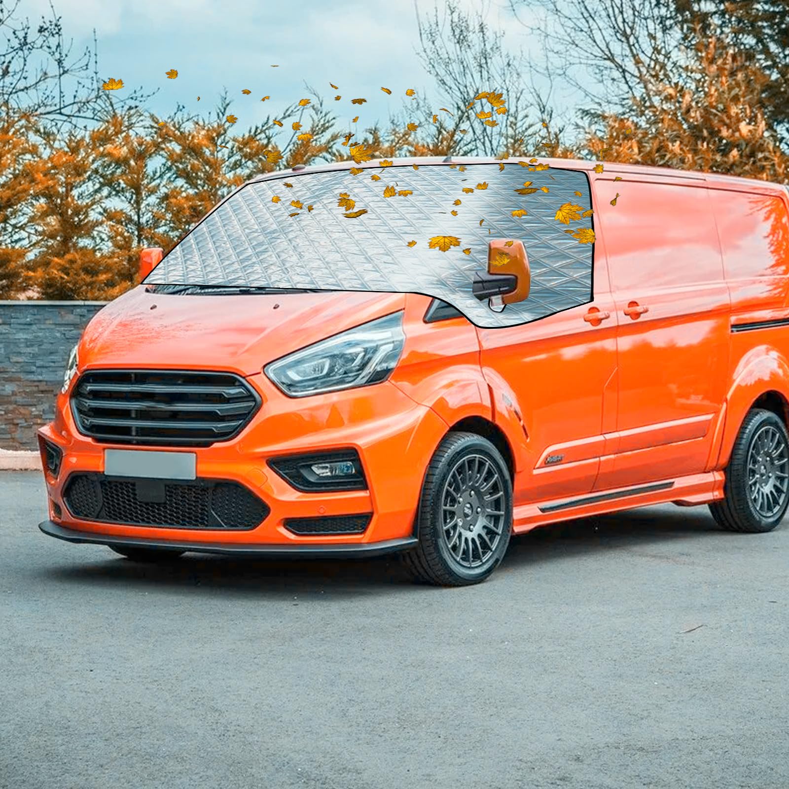 Fodera parabrezza per Ford Transit Custom 2012-2022, copertura esterna termica argentata impermeabile, protezione da sole, radiazioni UV, neve, ghiaccio e gelo