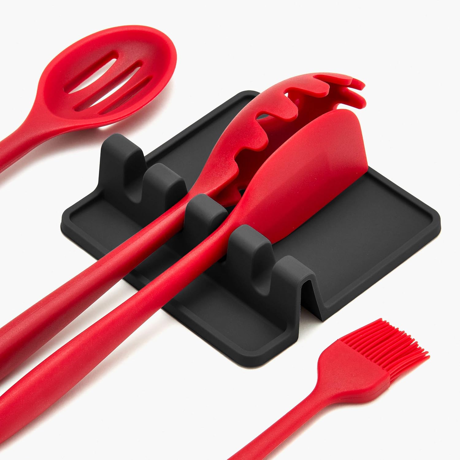 Silicone Spoon Rest for Stove Top with Drip Pad (Two Pack), Heat Resistant - Image 3
