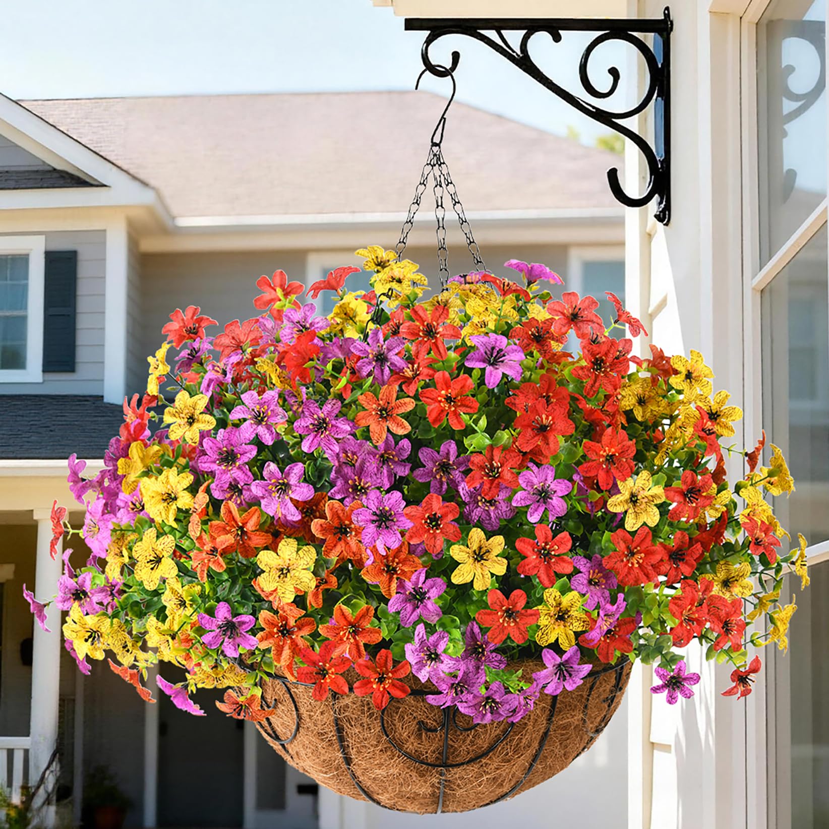 INQCMY Artificial Fake Hanging Basket Multicolor