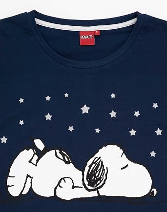 Peanuts Snoopy Pyjamas For Women | Ladies Grey Long Or Short PJ Bottoms With Beagle Dog Navy T-Shirt | Animated By Schulz Merchandise