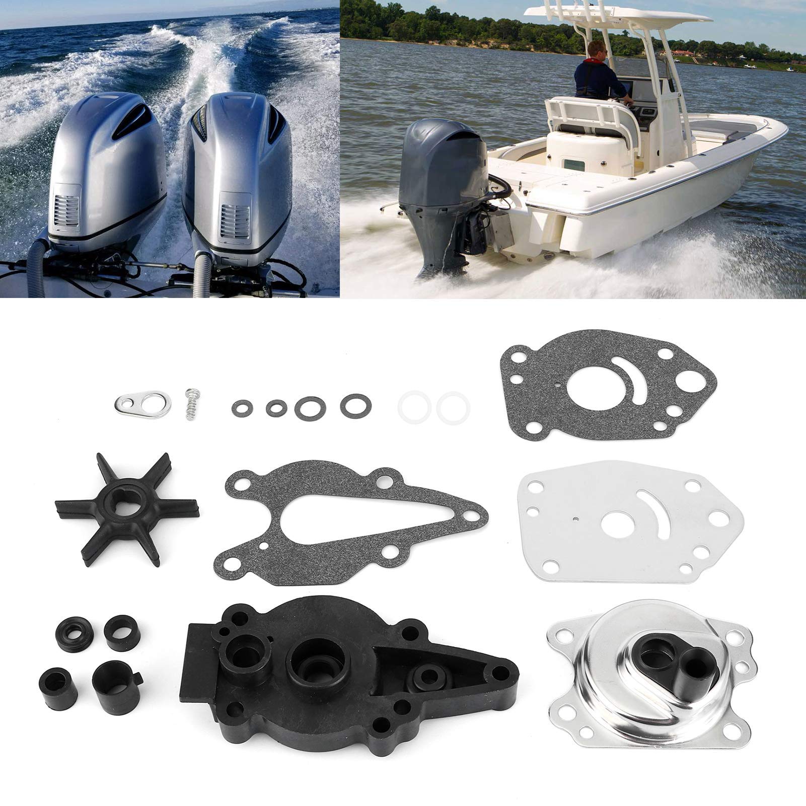 Kit de reparación de impulsor de bomba de agua, grado marino 46-42089A5, repuesto fueraborda para Mariner 6-15, kit de reconstrucción de acero inoxidable y goma con juego completo de juntas