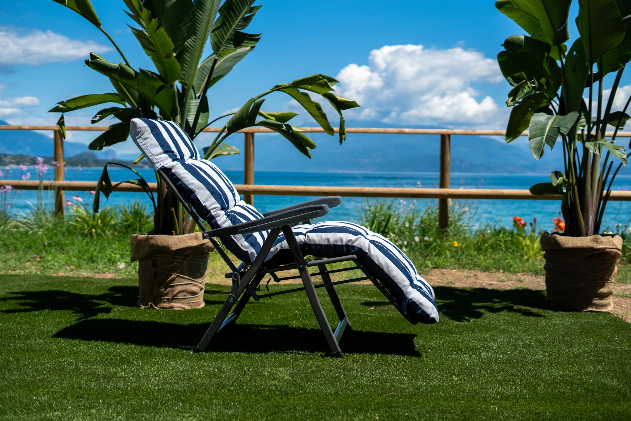 TECNOCUCI Coussin rembourré pour Chaise Longue avec Repose-Pieds (160 x 45 x 10 cm) – 100% fabriqué en Italie – Coussin de Rechange idéal pour Chaise de Jardin