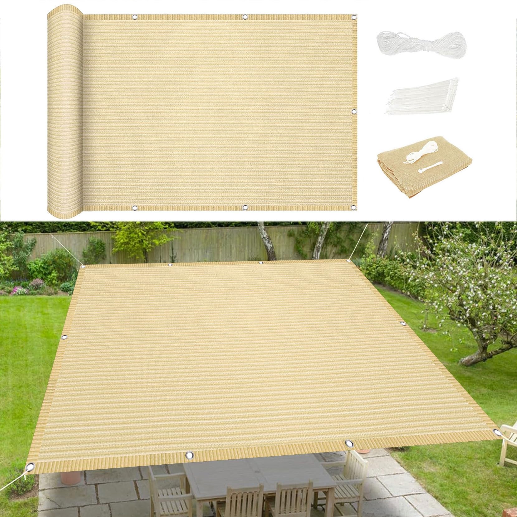 Voile ombrage 250 x 450 anti poche d'eau pour terrasse et jardin