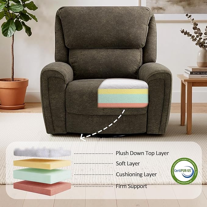 Sillón Reclinable Giratorio Oversize 26.4'' Marron miniatura 8