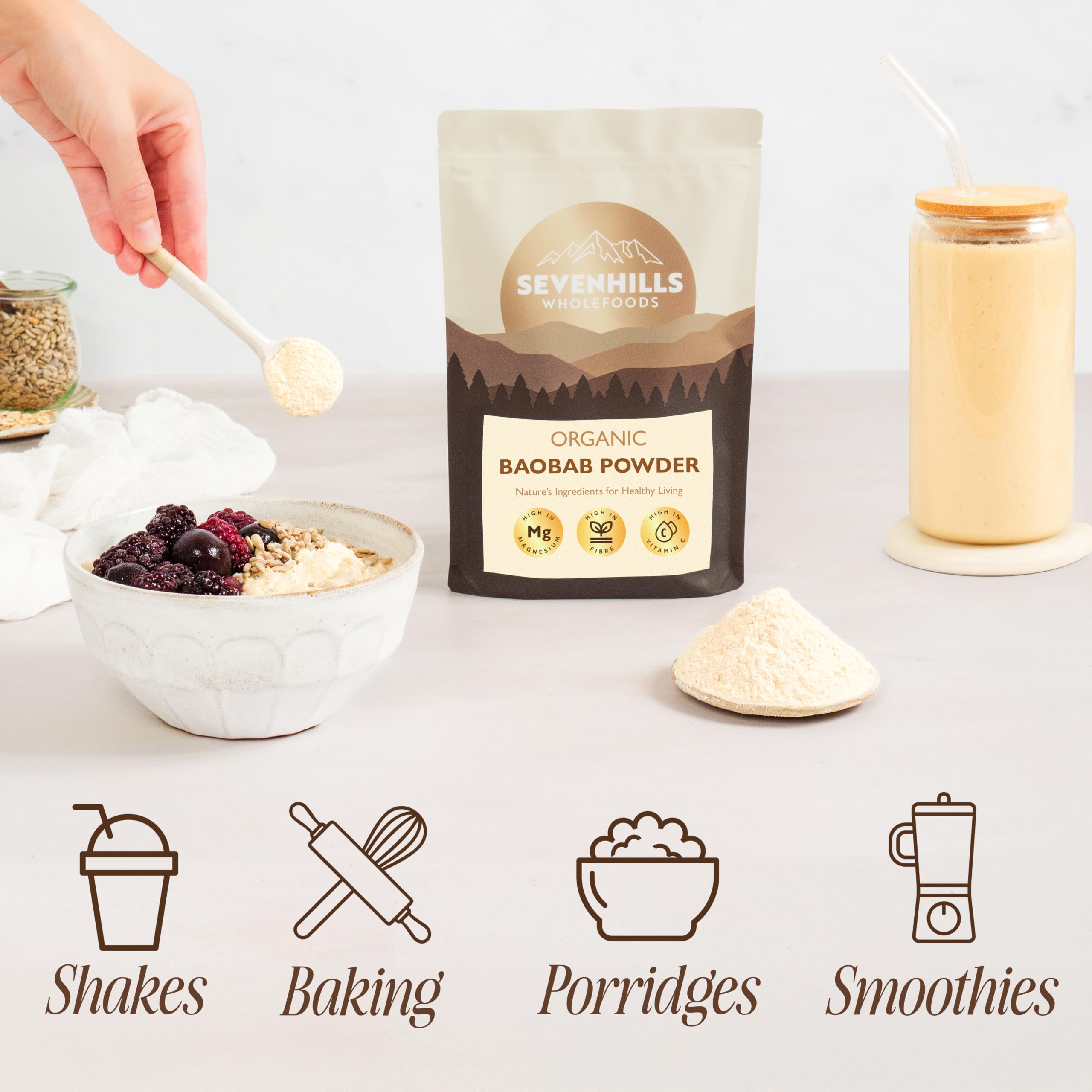 Sevenhills Wholefoods Organiczny Surowy Baobabu W Proszku 1kg