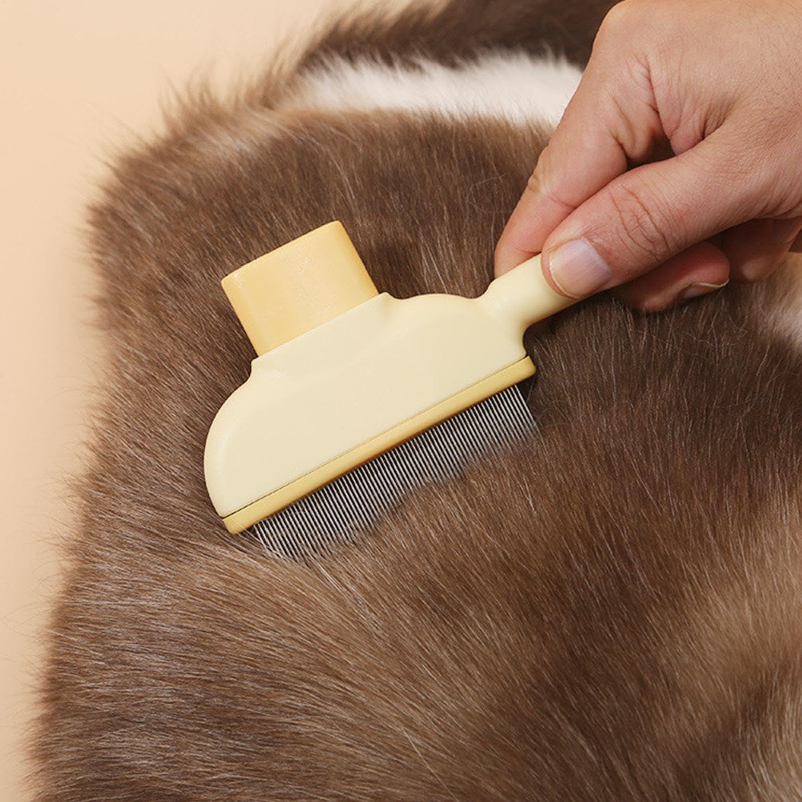 Selbstreinigender Flohkamm Für Haustiere, Katze Entspannte Kamm, Knoten Verschütteten Kamm Verfilzte Haarentferner Mit Langen Und Kurzen Metallzähne, Fellpflegebürste, Haustier Supplies