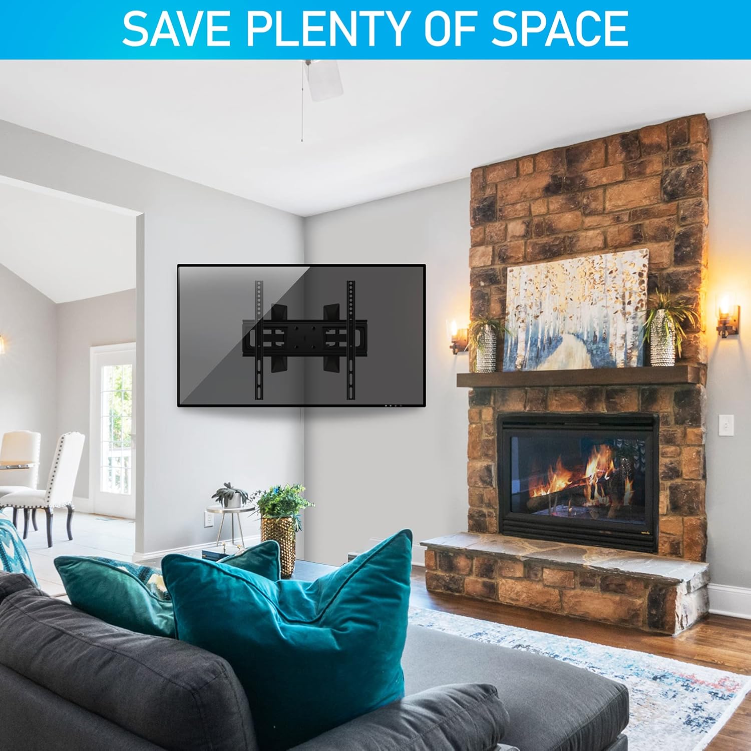 Corner TV Wall Mount Full Motion,Wall Mount TV Bracket Fits 26-55 Inch Flat Curved Screen TVs Holding up to 110 lbs Max VESA 400x400，Swivel TV Wall Mount Heavy Duty Design
