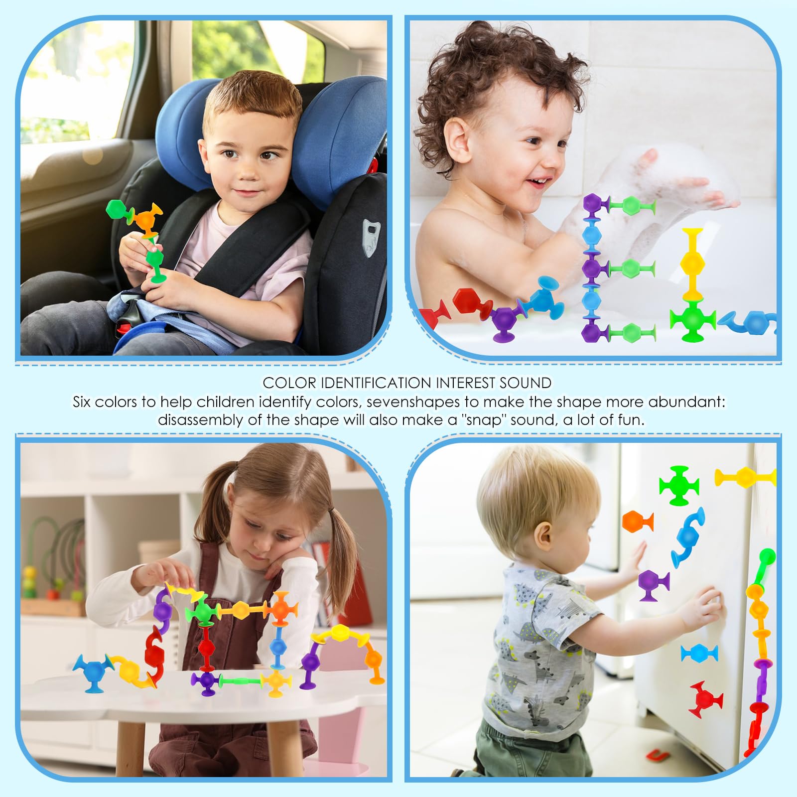 48 Pezzi Giocattoli Da Bagno A Ventosa Per Bambini - Set Di Forme E Colori In Silicone Morbido, Galleggianti, Con Scatola A Uovo Di Dinosauro