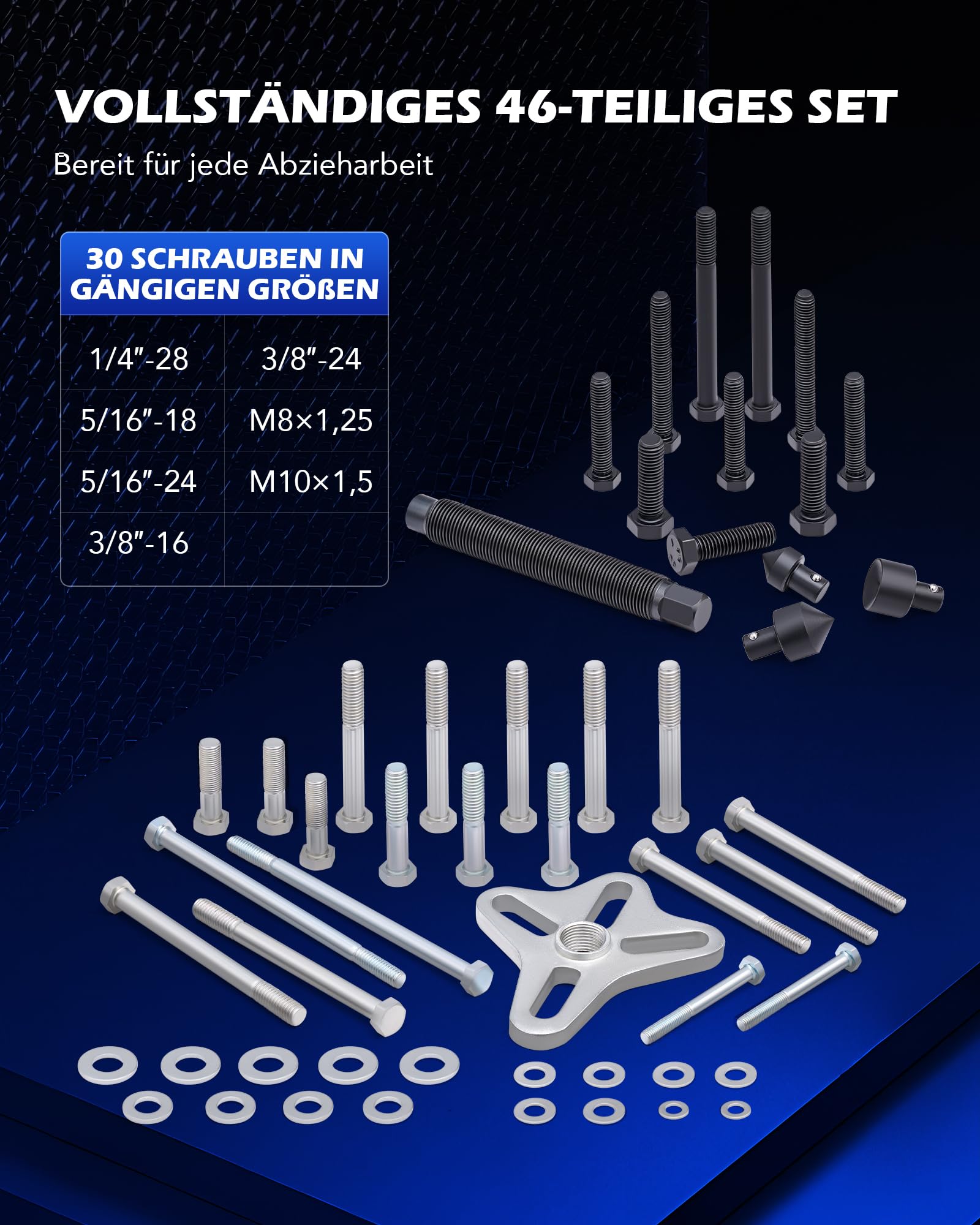 Orion Motor Tech Polradabzieher Set 49-teilig, Abzieher für Harmonie-Balancer, Lenkrad und Kurbelwellen-Riemenscheibe, Antriebswellen Ausdrücker Kit für PKW und SUV