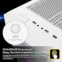 Vista 5 de GAMDIAS ATX Mid Tower ARGB - Carcasa para computadora de videojuegos con vidrio templado lateral, 4 ventiladores ARGB PWM integrados de 4.724 in