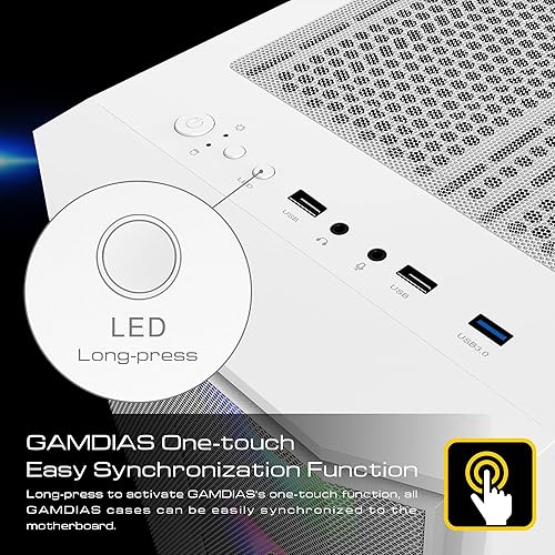 Miniatura 5 de GAMDIAS ATX Mid Tower ARGB - Carcasa para computadora de videojuegos con vidrio templado lateral, 4 ventiladores ARGB PWM integrados de 4.724 in