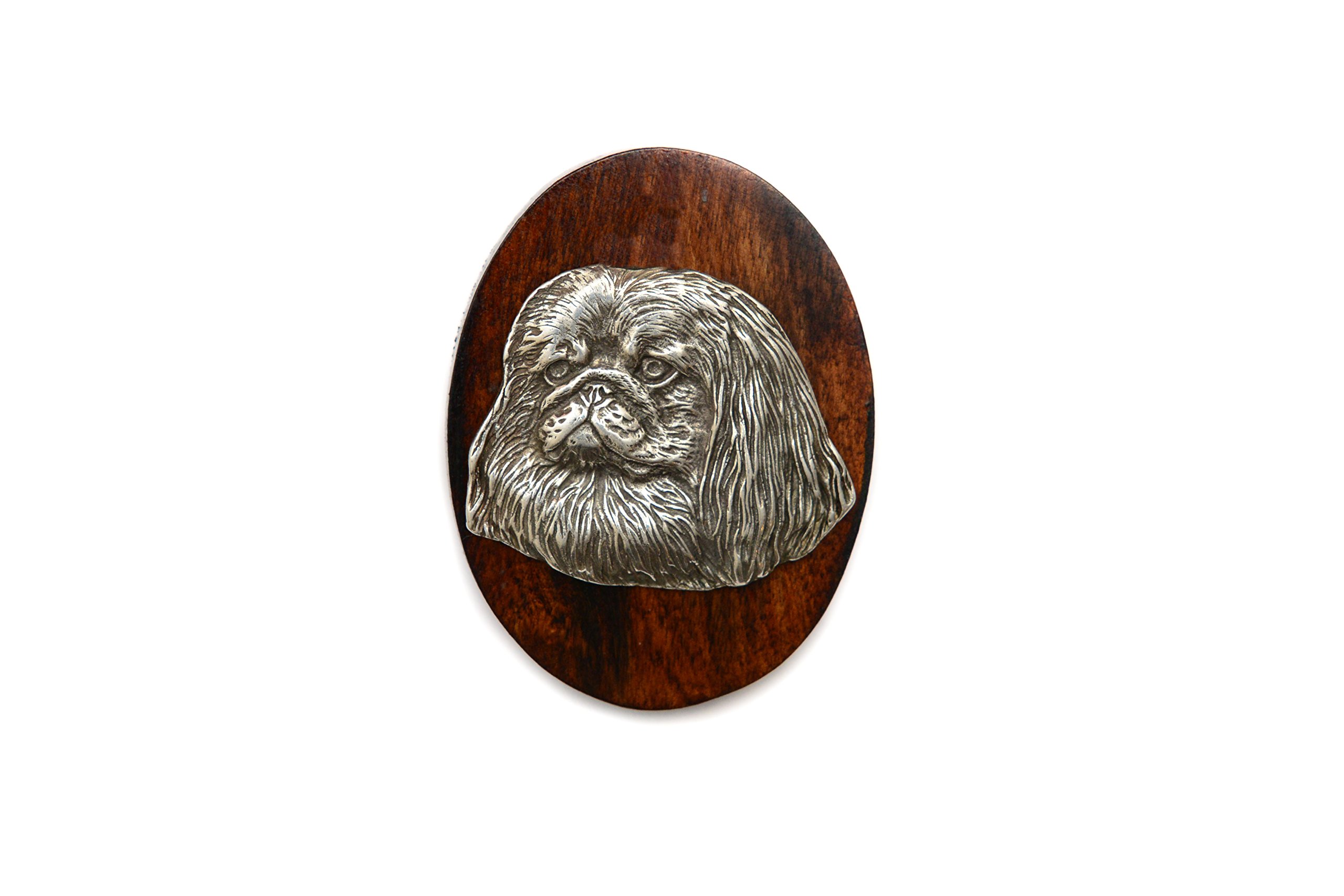Art-Dog Dog Show Ring Clip Number Holder - Brooch with Clip Dog Show Exhibit Number Holder - Handmade Dog Show Accessory – Dog Tag Clip 7x5cm – Pekingese — image 1